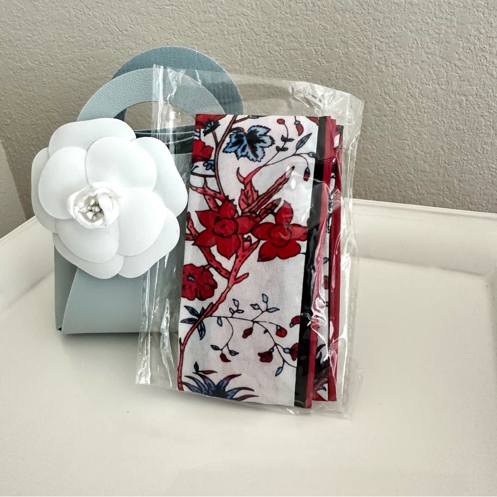 3/$20 Red floral pattern skinny scarf